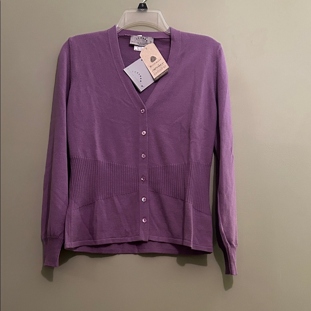 NWT Cristina Mazzonett 100% Merino Extrafine Wool Donna Cardigan Size 46/L